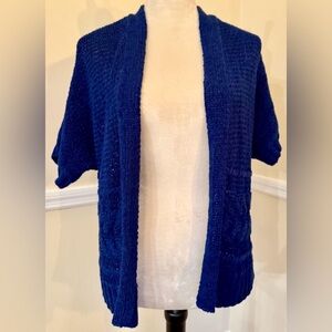 Croft & Barrow Cobalt Blue Chunky Knit Open Cardigan | Short Sleeve | Size S 💙